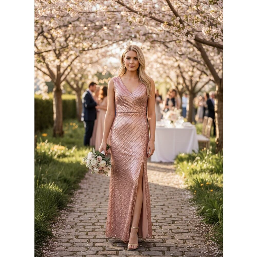 NWT RENE RUIZ DRESS GOWN WEDDING GUEST PINK MOTHER OF THE BRIDE FORMAL EVENING